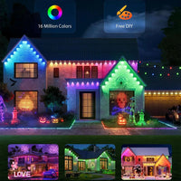 Smart RGB Eave Lights App & Remote IP67 Permanent Outdoor LED String Lights Home New Year Christmas Birthday DIY Lighting