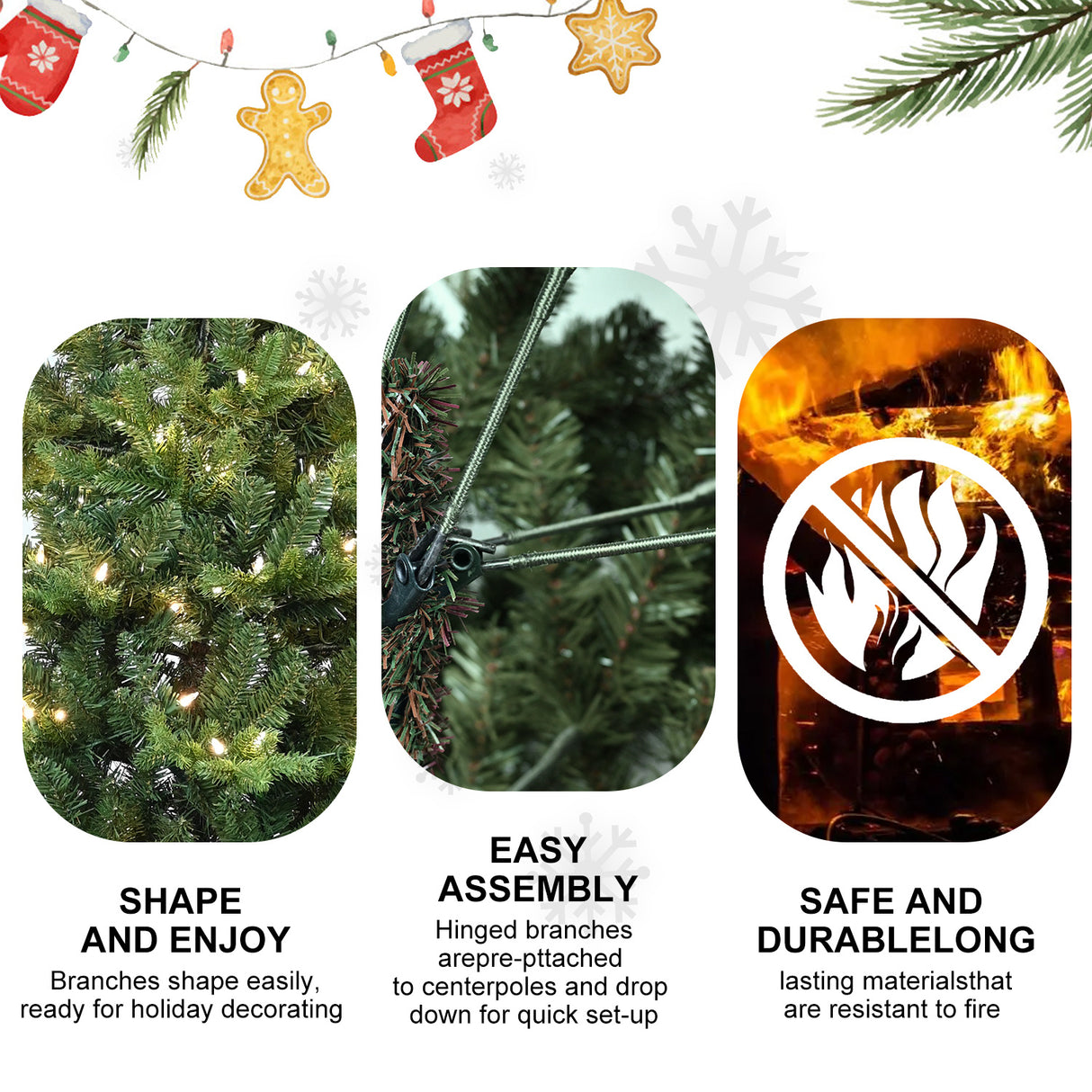 PVC Christmas Tree, Christmas Decorations, Green, With Lights - CJDS - CC