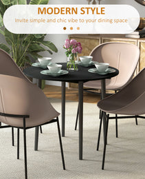 Folding Dining Table, Round Drop Leaf Kitchen Table For Small Spaces With Wood Legs, Black