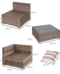 Modern Rattan Patio Furniture Set, 7-Piece Outdoor Wicker Sofa Set with Cushions for Home & Family Gatherings, Gray