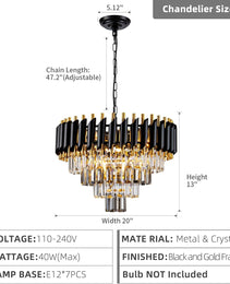 20-Inch Ultra Modern Crystal Chandelier Smoke Gray