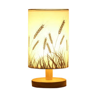 USB Bedside Lamp Night Lights Table Lamp for Bedroom Wooden Desk Lamp Bedside Night Light with Cylinder Lamp Shade Home Decor