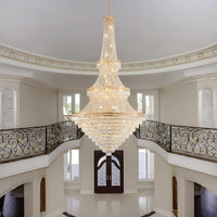 Extra Large High Ceiling Chandelier, Gold Modern Crystal Chandeliers Luxury Foyer Entrance Chandeliers for Staircase Villa Lobby Living Room, K9 Crystal Raindrop Light Fixture H91” X W47”