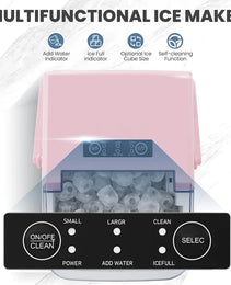 Countertop Ice Maker With Handle, 26lbs&24H Portable Ice Machine, 9 Bullet Ice Cubes Ready In 6 Mins, Self-Cleaning, Quiet Compact Ice Maker For Home, Kitchen, RV, Camping