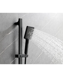 Shower System With Shower Head, Hand Shower, Slide Bar, Bodysprays, Shower Arm, Hose, Valve Trim, And Lever Handles
