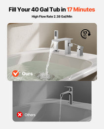 Roman Tub Faucet, 3 Hole Waterfall Bathtub Faucet, Roman Bathtub Faucets Set With Shower Head & 1 Handle, Deck Mount Bath Tub Faucets Set For Adult Bathing, Brushed Stainless Steel, Drip-Free