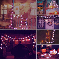 1pc 20/30 LED Halloween Bat Copper Wire String Light Battery Powered Purple Bat Fairy Lamp For Home Bedroom Festival Party Decor
