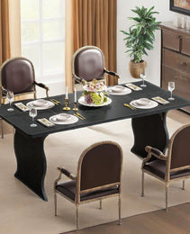Black Dining Table For 4-6, 63-Inch Rectangular Modern Kitchen Table