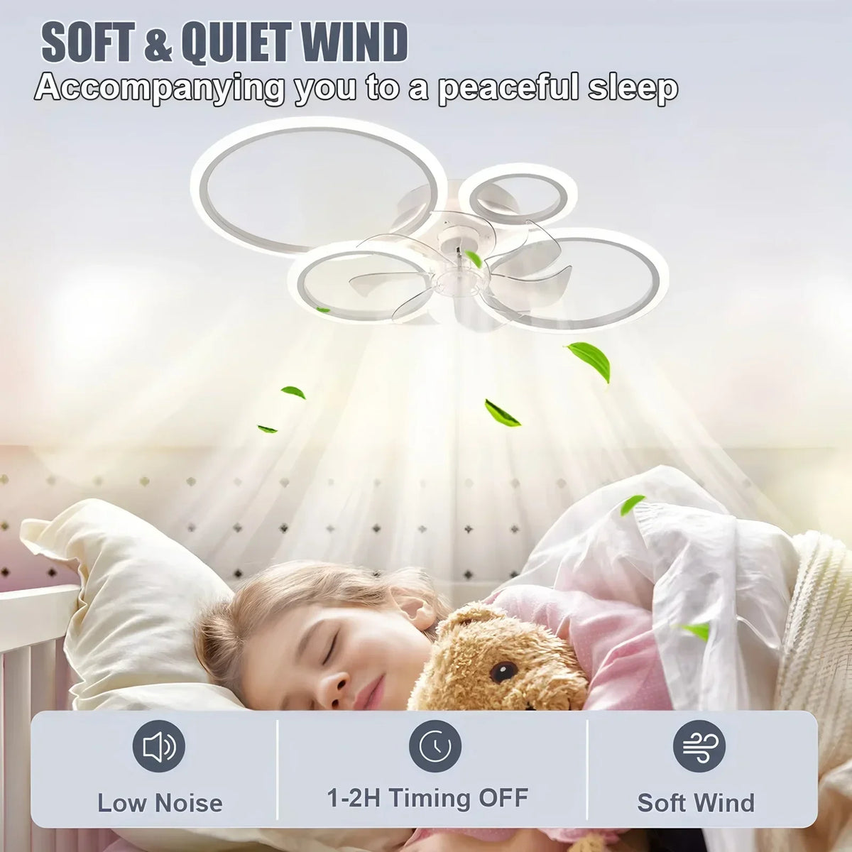 Ring Ceiling Fan with LED Lighting Nordic Minimalist Household Electric Fan Lighting Decorative Lamps Fast Cooling Smart Fans