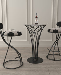 Upholstered S-shaped Barstools Set Of 2 Velvet Counter Bar Stools Football Print Round Dining Stool For Kitchen & Living Room Black Frame  Black Back