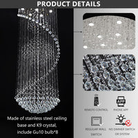 D24'' X H78'' Crystal Chandelier Glam Chandelier High Ceiling Chandeliers for Staircaes Large Raindrop Chandeliers LED Dimmable Light Fixtures for Foyer Hallway Entryway