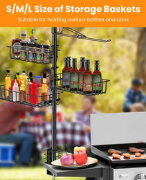 Griddle Caddy With Paper Towel Holder Hook Baskets BBQ Accessories Storage Rack Vertical Standing BBQ Organizer Grill Utensil Storage Fit For Blackstone Griddle