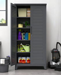73'' Tall Metal Tool Storage Cabinet, With Ample Storage Space For Garage,Warehouse,Garden,Office, Living Room,Bathroom,Utility Room Slate