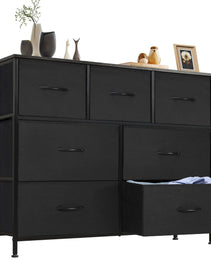 Tall Dresser Fabric Storage Tower ,Wooden Top For Kid Room, Closet, Entryway, Nursery