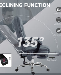 Massage Office Chair, Heated Reclining Computer Chair with Adjustable Height and Footrest, Charcoal Gray