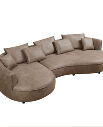 128.74 Inch Modern Sectional Curved Sofa Couch For Living Room,Leathaire Upholstered 5-Seat Sofa Couch, Technology Cloth Couch Set For Apartment Office,Brown