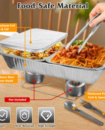 Set Of 42Pcs Disposable Chafing Dish Buffet Set Chafing Servers With Covers Spoons Forks Tongs Full-Size Pans Food Warmers For Parties Events Catering Supplies With Utensils And Lids GPCT5373