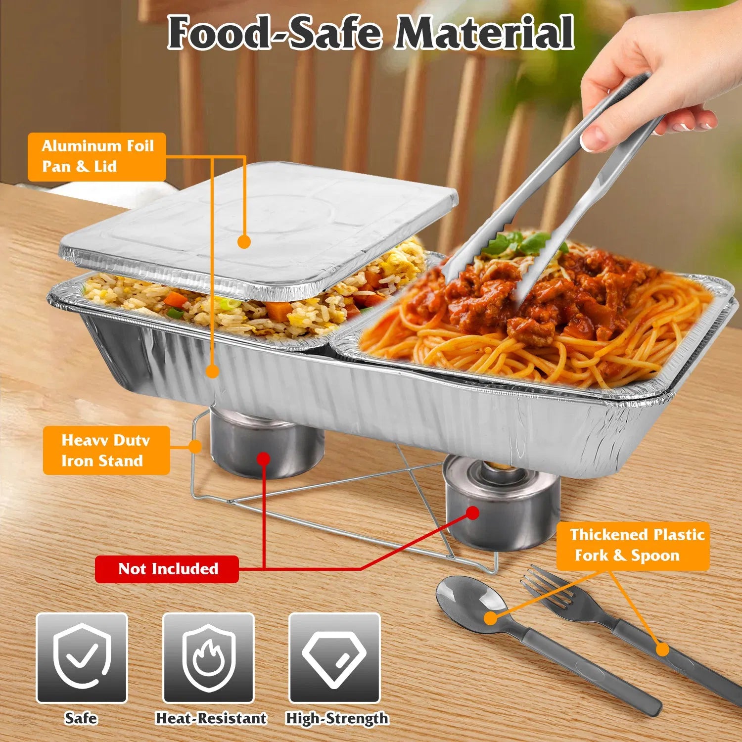 Set Of 42Pcs Disposable Chafing Dish Buffet Set Chafing Servers With Covers Spoons Forks Tongs Full-Size Pans Food Warmers For Parties Events Catering Supplies With Utensils And Lids GPCT5373