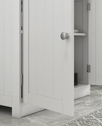 Under Sink Bathroom Cabinet, Pedestal Sink Storage Cabinet with 2 Doors, Shelf and U-Shape, White