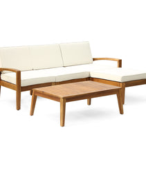GRENADA L Shape 3pcs Acacia Sectional Patio Sofa Set