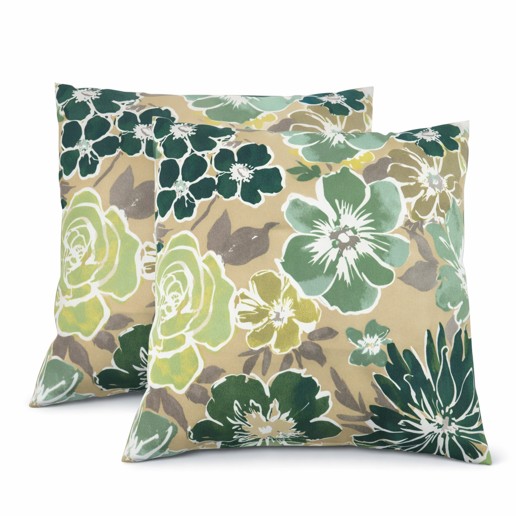 2 Pack Outdoor Throw Pillows, Waterproof & Fade-Resistant Patio Cushions For Garden, Porch, Poolside Furniture - Soft & Comfortable Decorative Pillow Covers 18x18 Inch, Magpie Fabrics