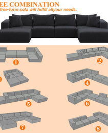 Oversized Sponge Cloud Sofa,Modern Upholstered Sectional Sofa Couch Set,Modular 162 L Shaped Sectional Living Room Sofa Set With 6 Pillows,Free Combination Sofa Couch For Living Room,Bedroom
