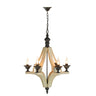 6 - Light Wood Chandelier With Adjustable Chain For Kitchen, Dining Hall Entrance, Bulb Not Included - CJDS