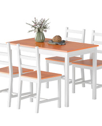Dining Table Set for 4, 5 Piece Modern Kitchen Table and Chairs, Solid Wood Dining Room Set for Small Spaces, Breakfast Nook, White