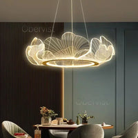 Modern Petal Pendant Light Ring Highlight Acrylic Restaurant Bedroom Decorativos Deluxe Design Living Room Hanging Lamp Fixtures