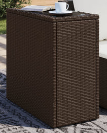 garden side table with glass top 58x27, rattan   garden side table