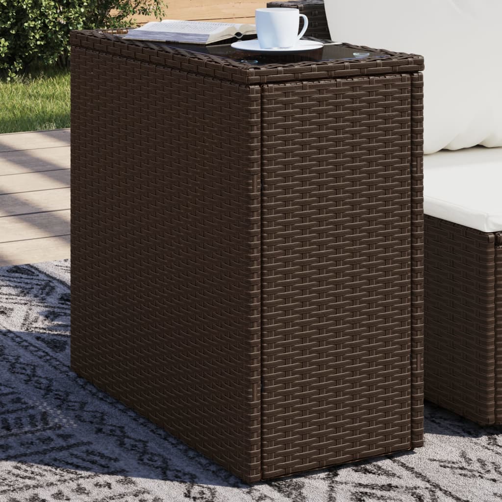 garden side table with glass top 58x27, rattan   garden side table