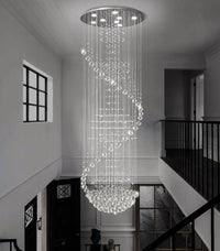 D24'' X H78'' Crystal Chandelier Glam Chandelier High Ceiling Chandeliers for Staircaes Large Raindrop Chandeliers LED Dimmable Light Fixtures for Foyer Hallway Entryway