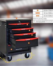 5 Drawers Multifunctional Tool Cart With Wheels,Metal Rolling Tool Cart Storage For Garage Workshop Warehouse Repair Shop--With Stainless Steel Roof- BLACK RED