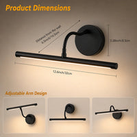 Wireless LED Picture Light with Remote Control, 360° Adjustable Magnetic Wall Lamp, Rechargeable USB, 3 Color Dimmable Lighting