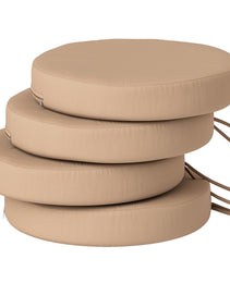 Patio Chair Cushions Set of 4 Round Seat Cushions for Dining Bistro Chairs Machine Washable, 15" x 15" x 3", Khaki