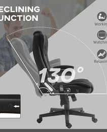 6 Point Executive Office Chair with Heat, Velvet High Back Vibrating Massage Office Chair, Black