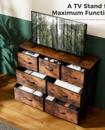 Tall Dresser Fabric Storage Tower ,Wooden Top For Kid Room, Closet, Entryway, Nursery