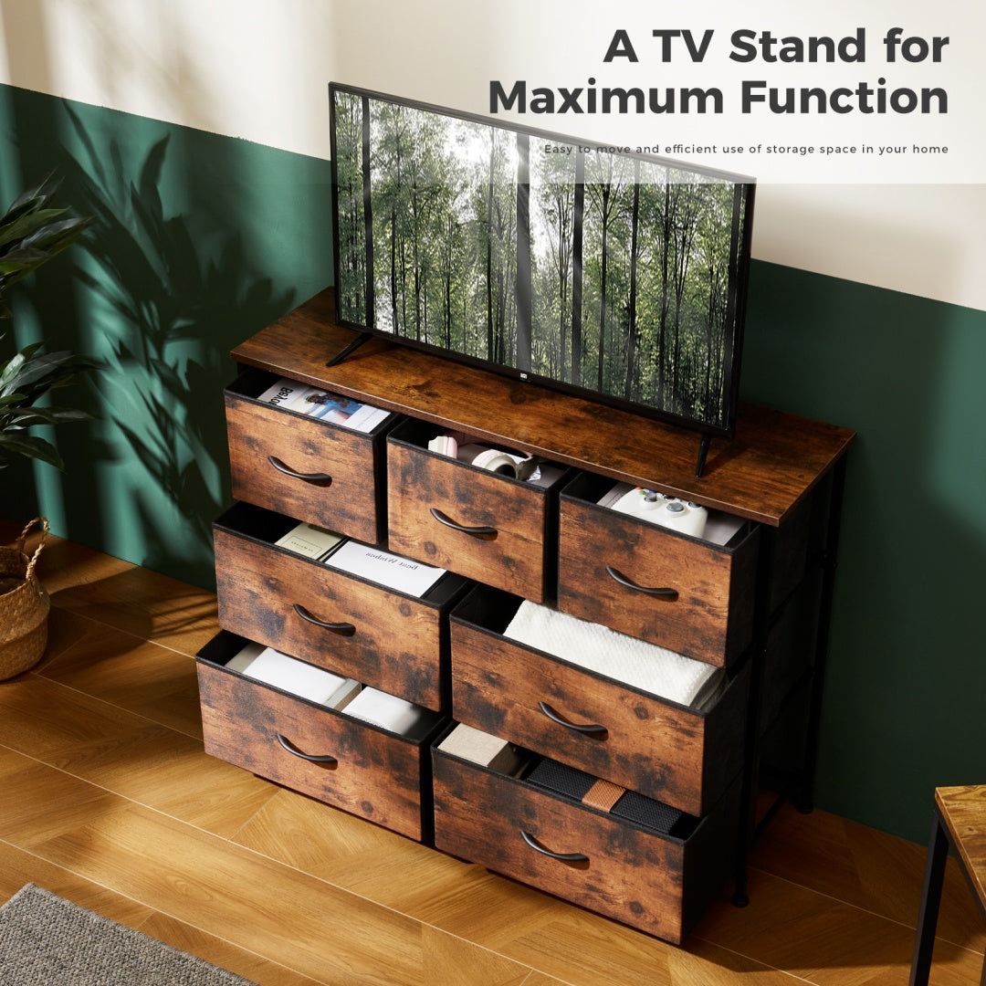 Tall Dresser Fabric Storage Tower ,Wooden Top For Kid Room, Closet, Entryway, Nursery
