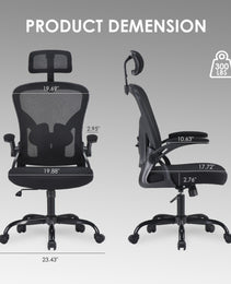 Ergonomic Office Chair, Home Office Desk Chair With Headrest, High Back Computer Chair With Armrests And Adjustable Lumbar Support For Home Office Study Room, Black