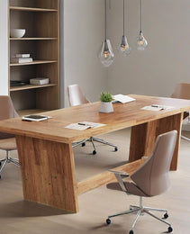 70.87-Inch Executive Computer Desk: Large Home Office Desk With Solid Wooden Pedestal, Industrial Wood Study Writing Table