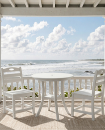 White 3-Piece Outdoor Bistro Set   Round Table Set   Patio Dining Set   2 Chairs
