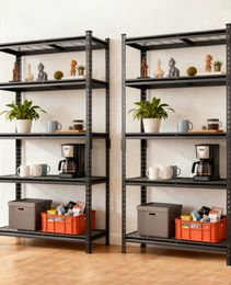 2- Piece 5- Tier Storage Shelves Set  Heavy- Duty Garage Shelving  Adjustable Shelving Unit  Steel Shelf  Boltless Assembly  For Garage  Shed  Black