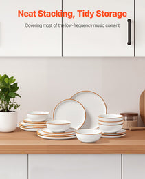 18 PCS Dinnerware Set Ceramic Plates And Bowls Sets Service For 6 White