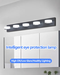 37  Modern 5-Light LED Vanity Light, Sleek Black Bathroom Wall Light Fixture For Mirror, Shower, And Bathroom Decor