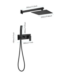 Brass Matte Black Shower Faucet With Shower System, 10 Inch Shower Head And Handheld Spray Bathroom Deluxe Faucet Combination