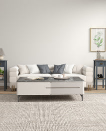 2-Tier Side Tables Set of 2 with Drawer and Shelf, 2 Pieces End Tables for Living Room and Hallway, Gray