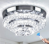 11.8" Crystal Ceiling Light, Flush Mount LED, Warm White