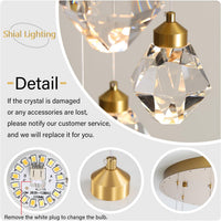 20-Light Modern Chandelier for Foyer Crystal Chandeliers for Living Room Gold Pendant Light Fixture Staircase Chandelier for High Ceilings Dimmable LED Hanging Light with Remote