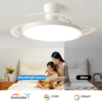 IRALAN Modern Invisible Ceiling Fan with LED Light DC motor Large Air Volume Remote Control for Bedroom Dining room
