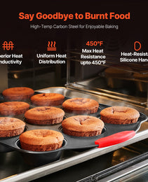 Baking Pan Set 8-Piece Nonstick Carbon Steel Bakeware Set With Silicone Handle